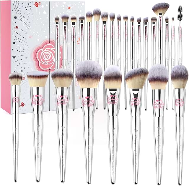 Christmas Makeup Brush Set with 26 Soft Dense Brushes