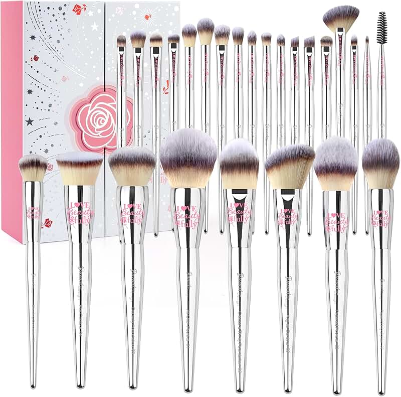 Christmas Makeup Brush Set with 26 Soft Dense Brushes