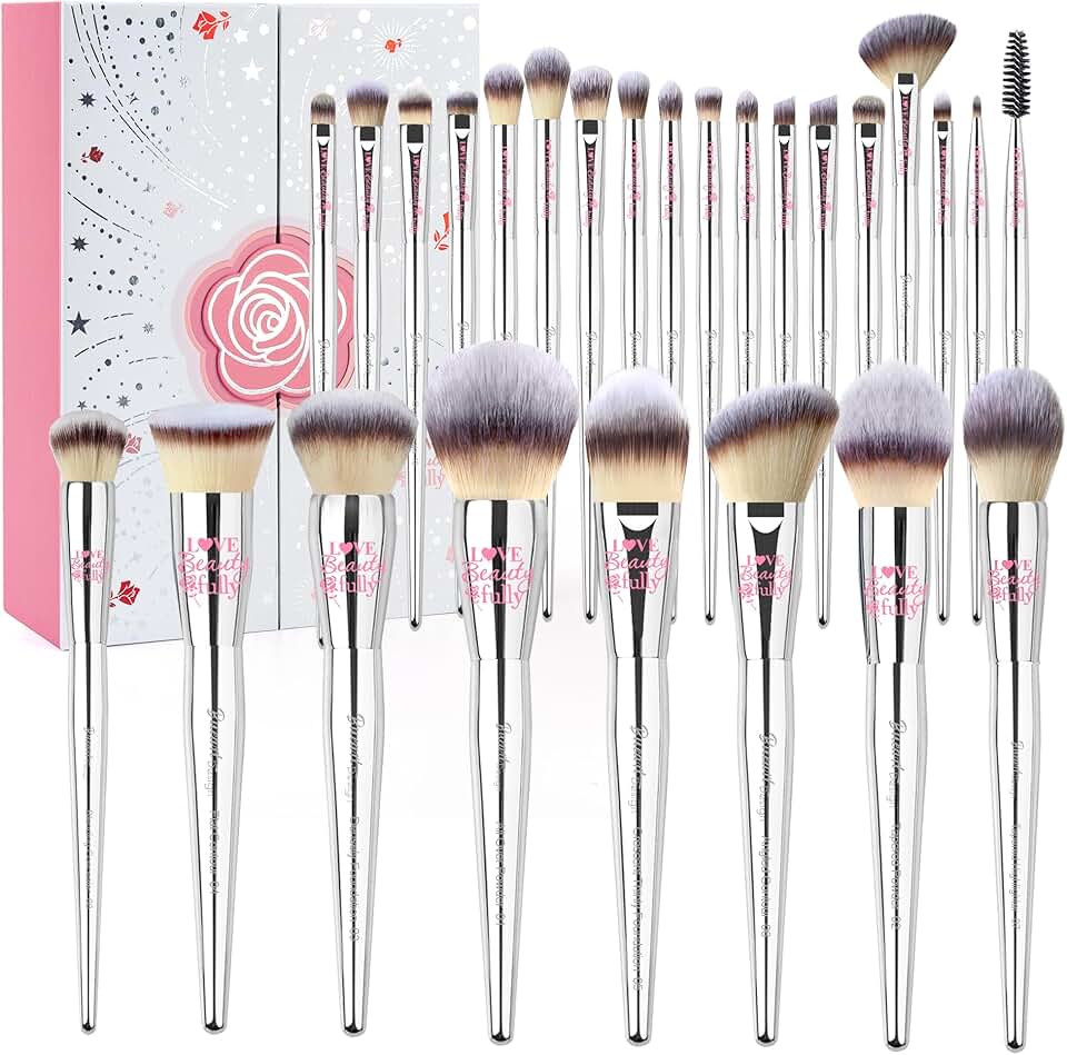 Christmas Makeup Brush Set with 26 Soft Dense Brushes