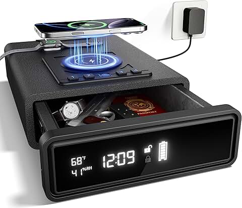Wireless Charging Biometric Safe with Multiple Unlock Options