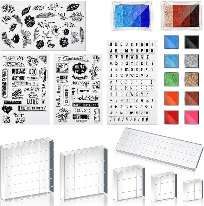 Acrylic Stamp Blocks and Ink Pad Set for Crafts