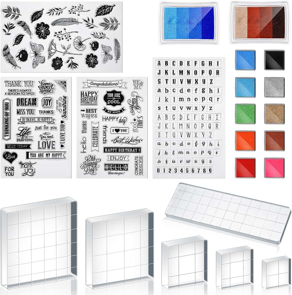 Acrylic Stamp Blocks and Ink Pad Set for Crafts
