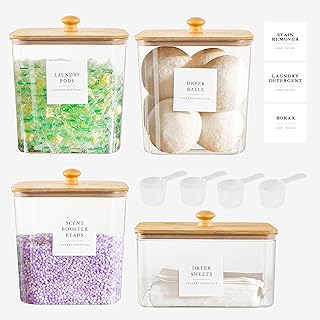 Set of 4 Clear Acrylic Laundry Storage Containers