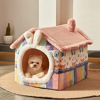 Cute Cat and Dog House with Cover and Non-Slip Bottom