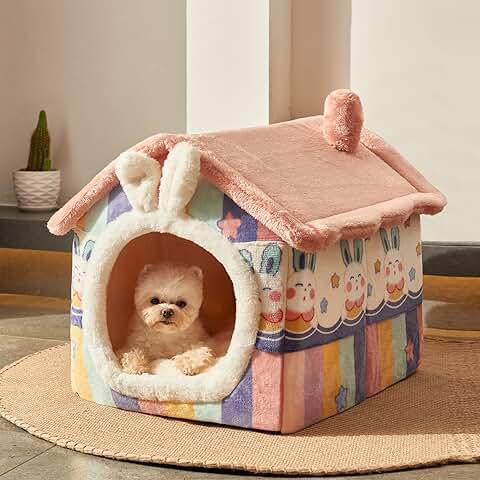 Cute Cat and Dog House with Cover and Non-Slip Bottom