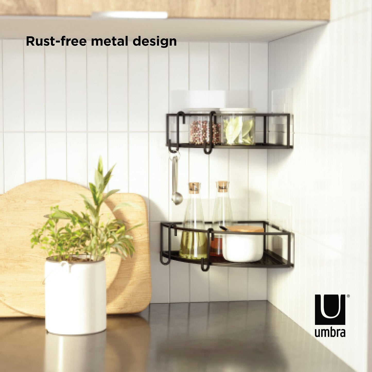 Cubiko Shower Bin Caddy Set, Corner, Black