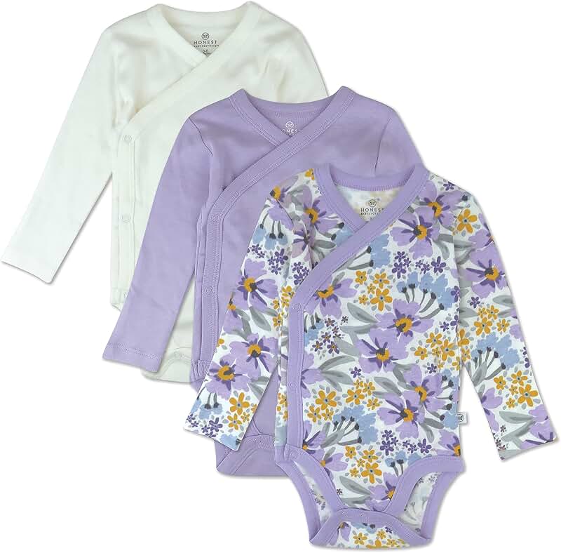 Three organic cotton long sleeve baby bodysuits
