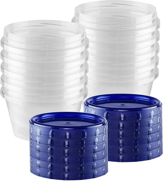 Set of four clear plastic storage bins