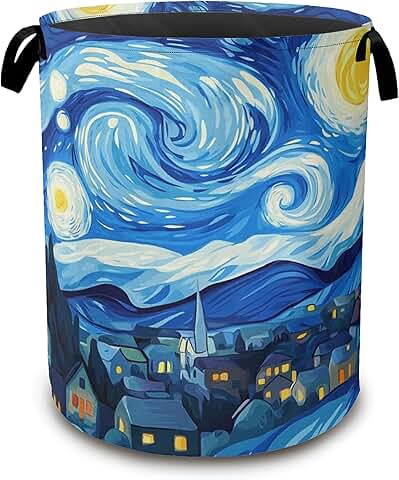 Starry Night Laundry Basket with Handle, 16x20