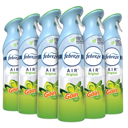 Air Freshener and Odor Eliminator Spray, Gain Original Scent, 8.8 Oz Pack of 6)