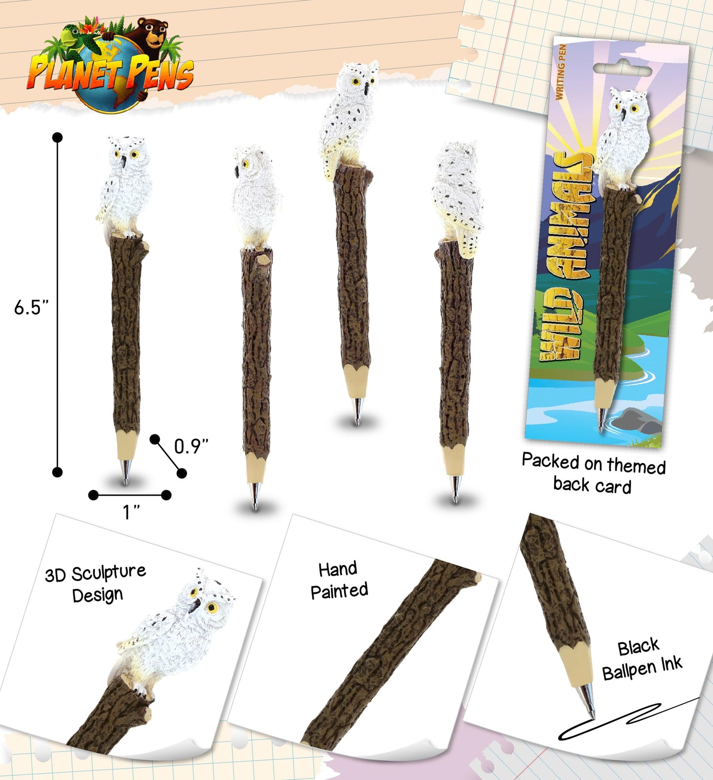 White Owl Novelty Pen for Kids and Adults