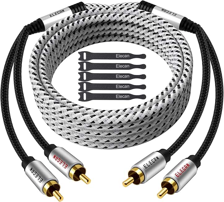 Premium 100 Ft RCA Stereo Audio Cable with Shielding