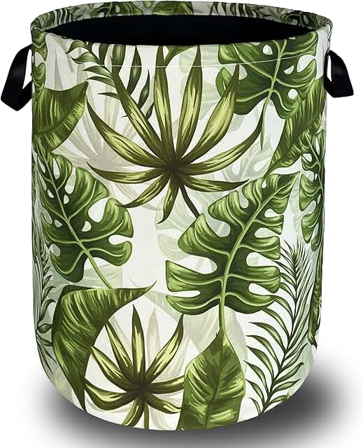 Colorful Tropical Leaves Foldable Laundry Basket