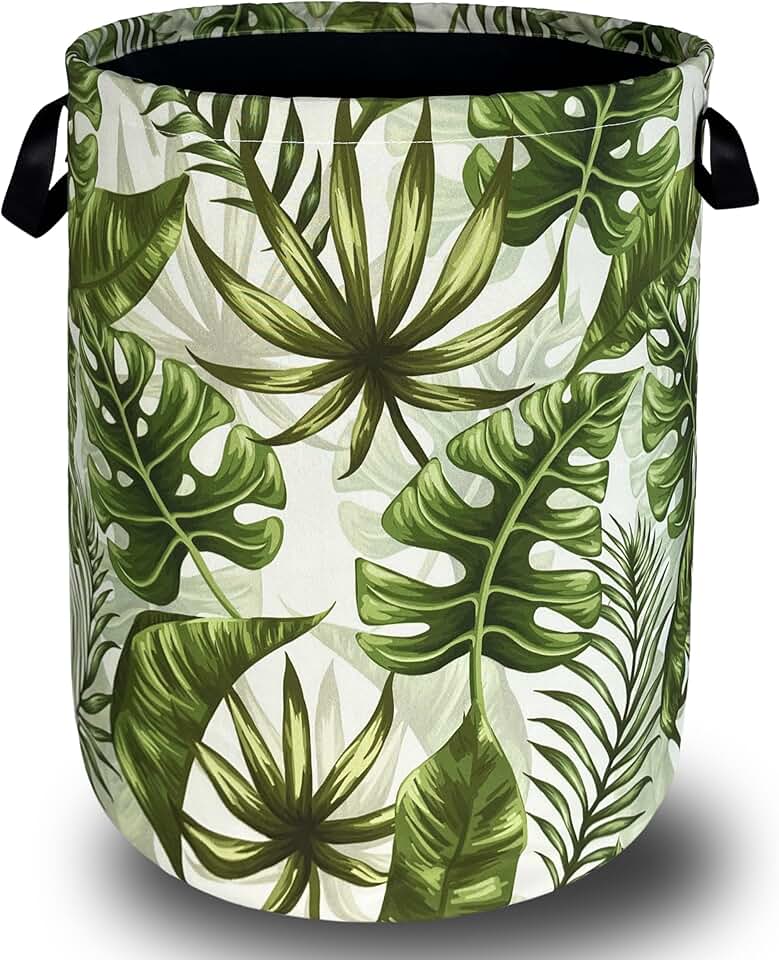 Colorful Tropical Leaves Foldable Laundry Basket