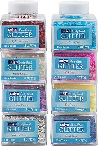 Chunky Craft Glitter Party Pack in Pink, White, Silver, and Blue