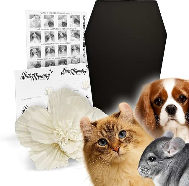 Pet Coffin for Dogs and Cats with Floral and Memory Cards