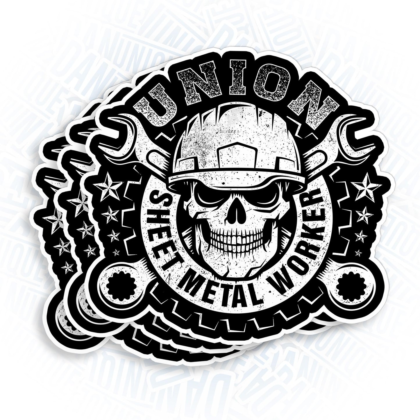 Set of three skull stickers for work gear and accessories