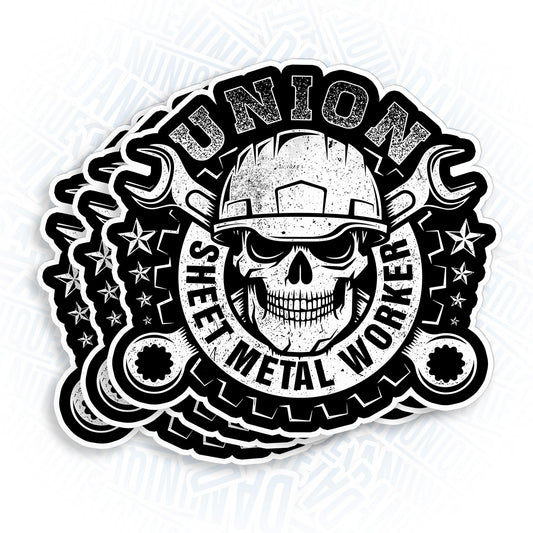 Set of three skull stickers for work gear and accessories