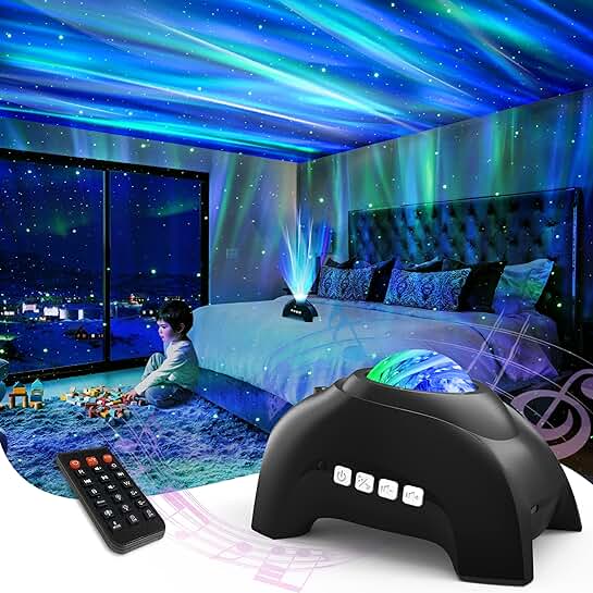 Northern Lights Aurora Projector with Music and Night Light