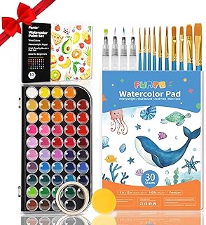 Watercolor Painting Set with 48 Colors and 10 Brushes