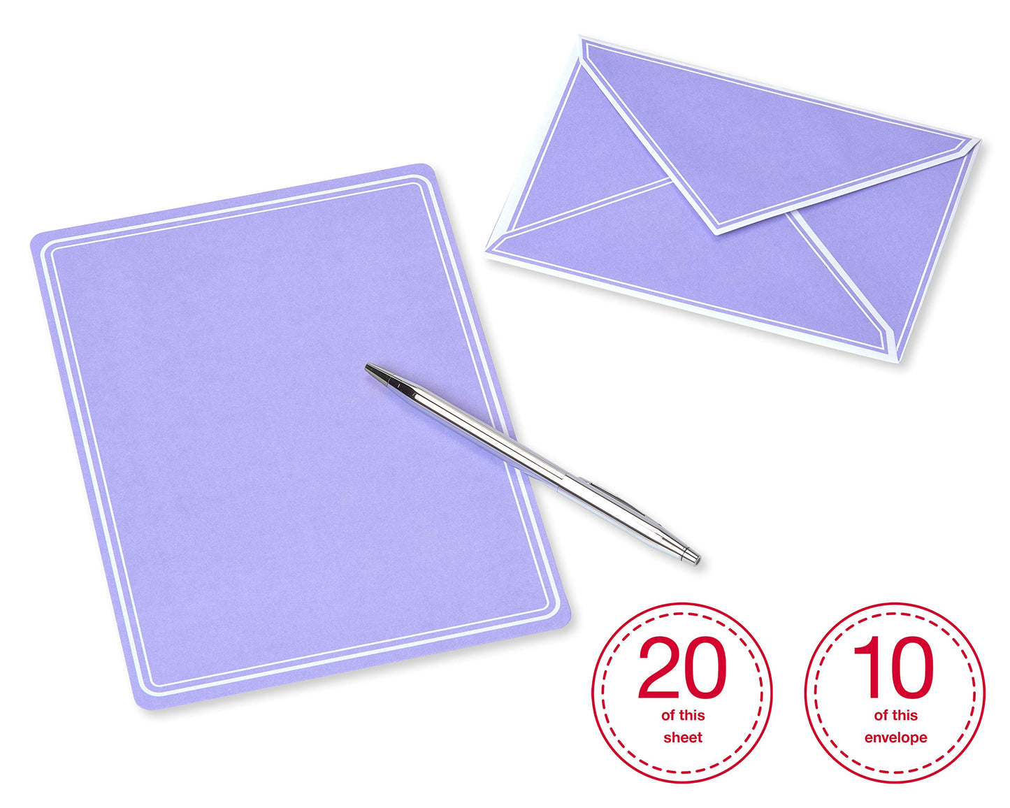 Pastel Stationery Sheets and Colored Envelopes, 80 Count