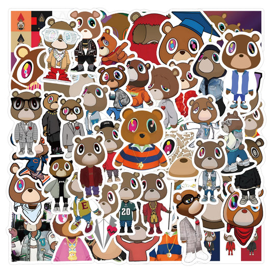 60 Cartoon Bear Stickers for Kids, Waterproof Vinyl Decals