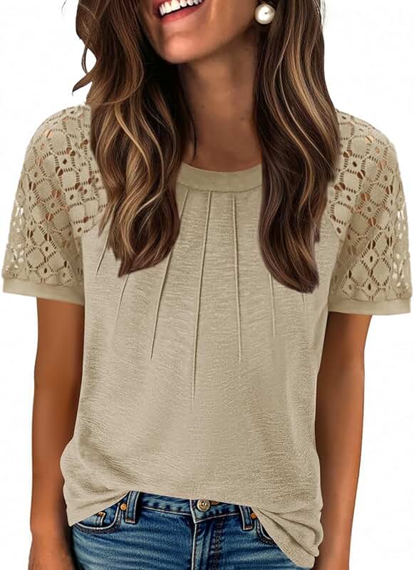 Women's Lace Short Sleeve Summer Top