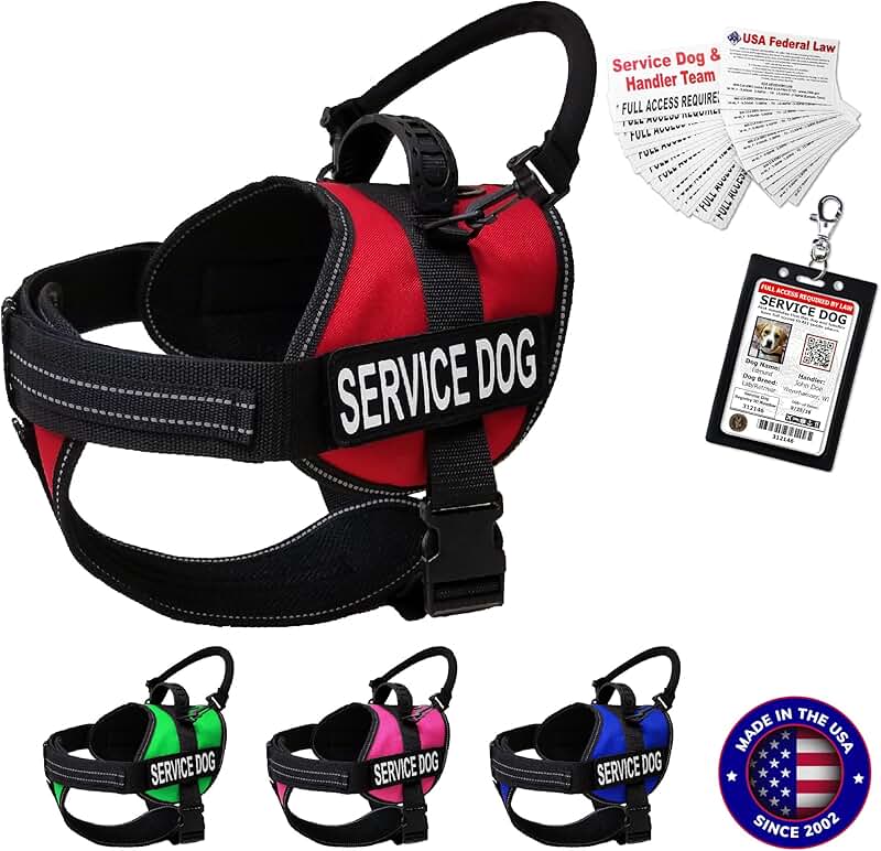 Service Dog Vest with Handle, ID, and Patches