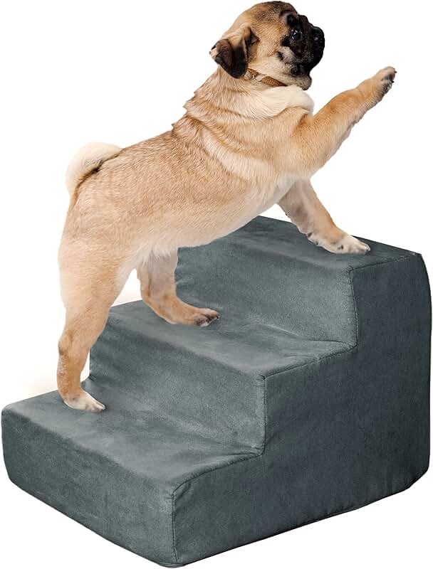 3-Step Nonslip Foam Pet Stairs with Removable Cover