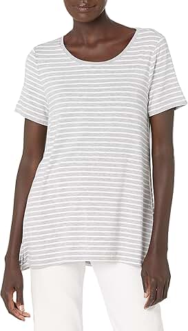 Women's Relaxed Short-Sleeve Scoopneck T-Shirt, Small, Grey Heather Stripe
