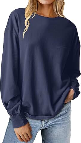 Women's Long Sleeve Crewneck Oversized Casual Shirt