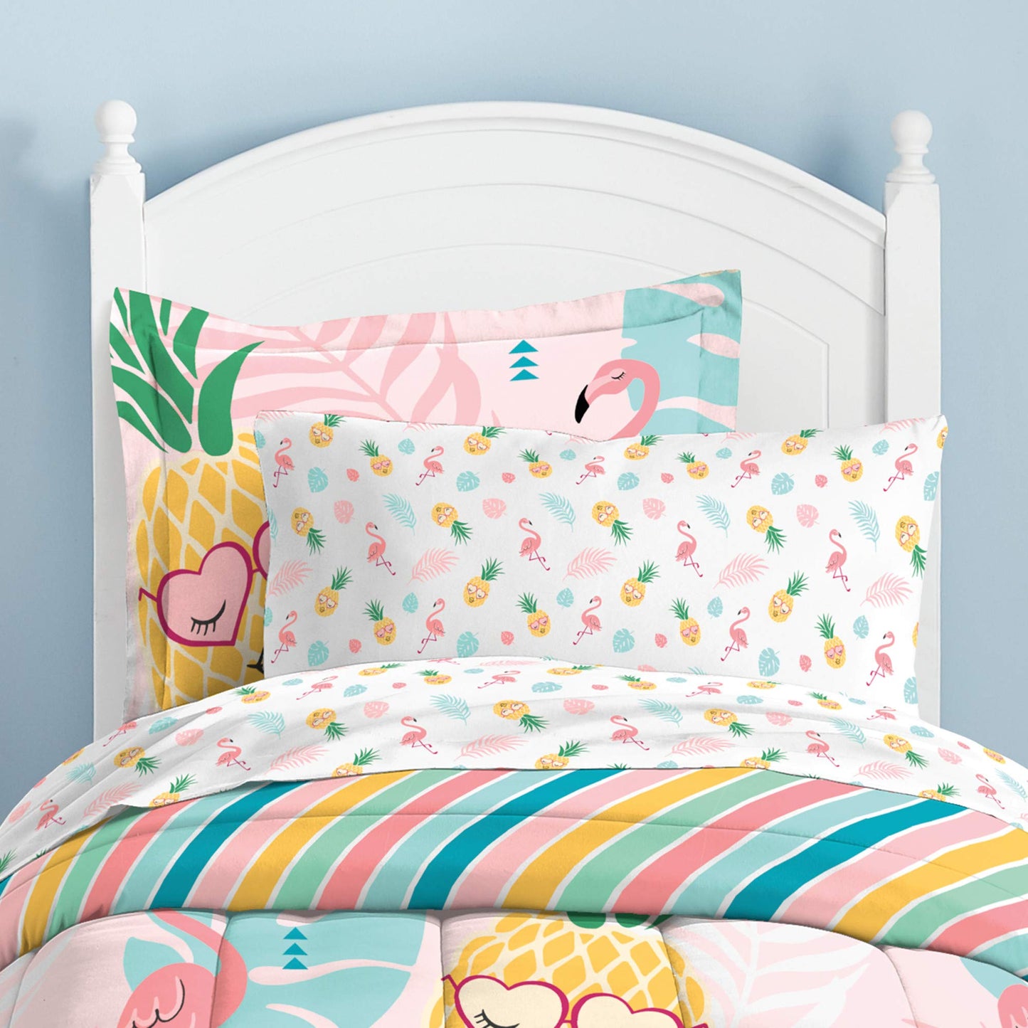 Easy-Wash Super Soft Microfiber Comforter Bedding, Twin, Pineapple Pink