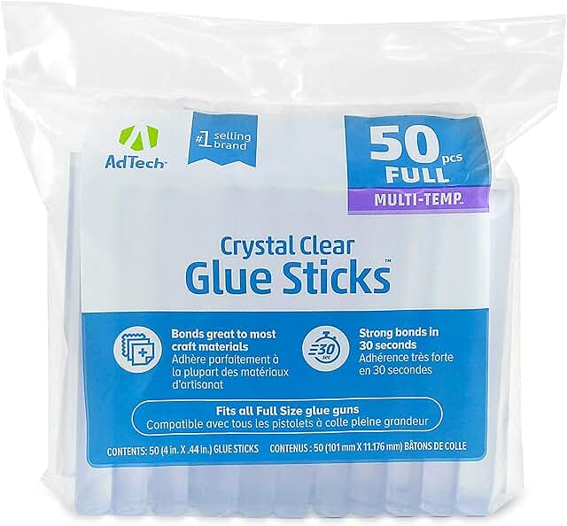 Full-Size Hot Glue Sticks for Crafting, 50 Pieces