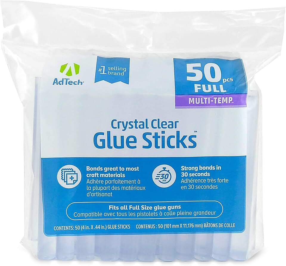 Full-Size Hot Glue Sticks for Crafting, 50 Pieces