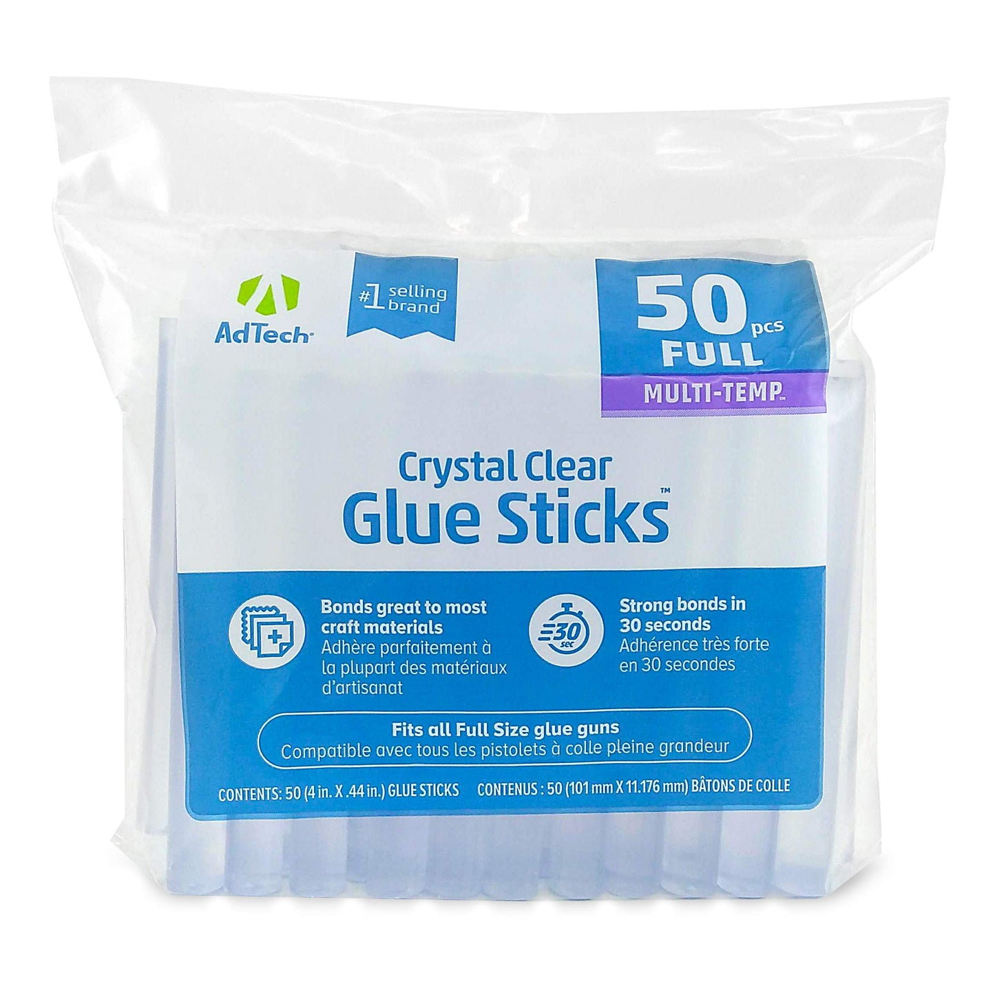 Hot Glue Sticks 50-Pack, 4" Length, Clear