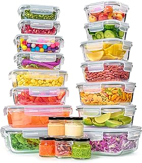 Set of 40 Glass Food Storage Containers with Airtight Lids