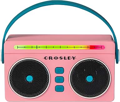 Retro Mini Boombox with LED Lights and Bluetooth