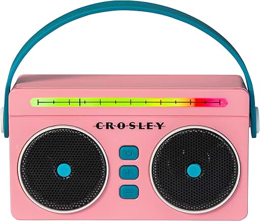 Retro Mini Boombox with LED Lights and Bluetooth
