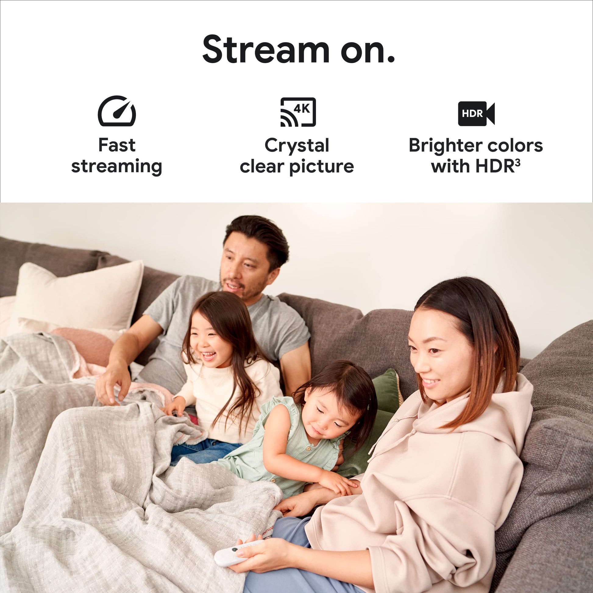 Chromecast with TV - Streaming Entertainment with Voice Search - Watch Movies, Shows, and Live TV in 4K HDR - Snow