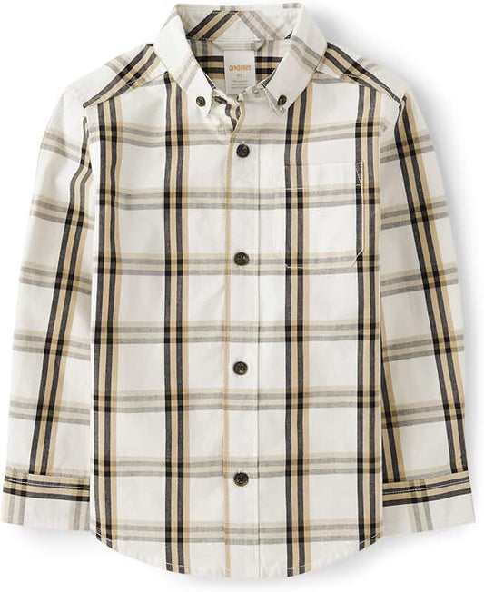 Toddler Long Sleeve Plaid Button-Up Shirts