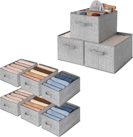 Set of 6 Drawer Organizers and 3 Fabric Storage Bins