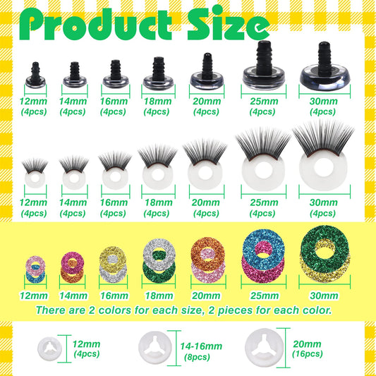 28pcs Washable Black Safety Eyes for Amigurumis and Dolls