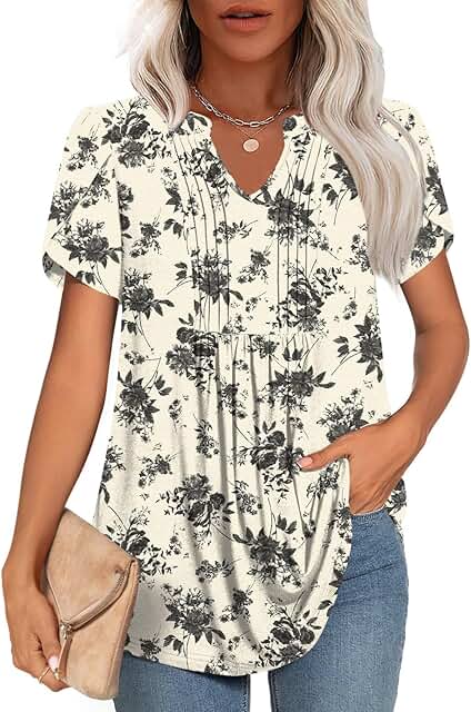 Plus Size Women's Summer V-Neck Tunic Top