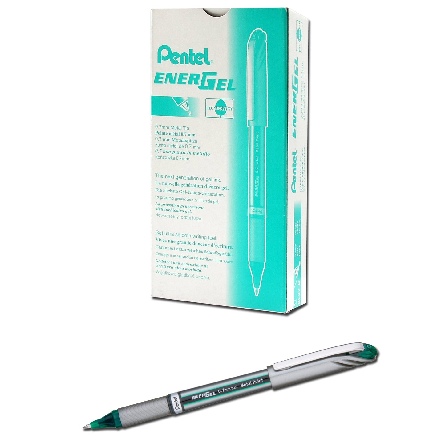 Green Gel Ink Pen, 0.7mm, Medium Point, Box of 12