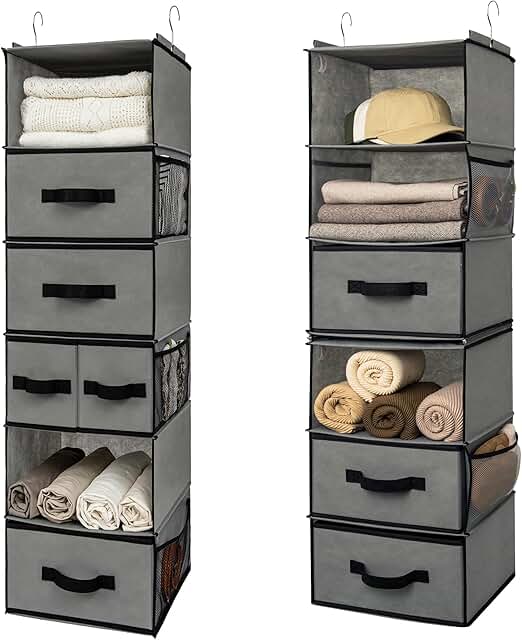 Bundle of hanging closet organizers and storage shelves