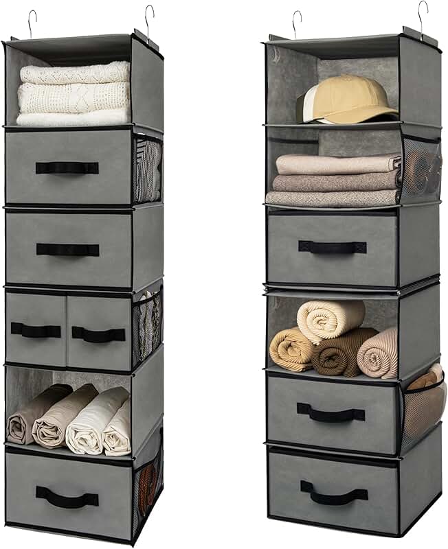Bundle of hanging closet organizers and storage shelves
