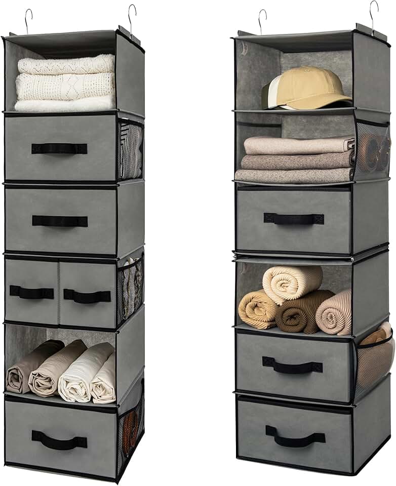 Bundle of hanging closet organizers and storage shelves