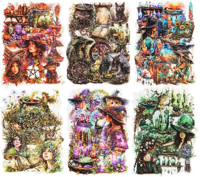 180-Piece Forest Witch Sticker Set for Journaling and Crafts