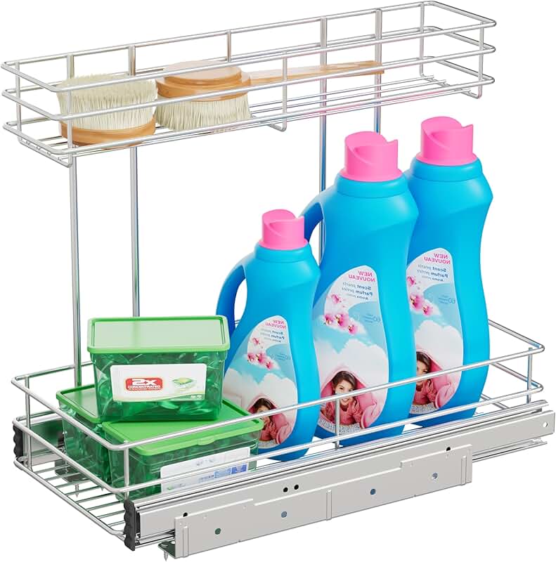 Pull-Out Under Sink Organizer, 2 Tiers, Chrome