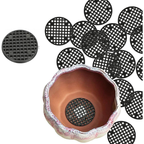 MODAIO-30/PCS Flower Pot Gasket, Mesh Pad, Fleshy Flower Pot, Leakproof Soil Pad, Round Plastic Breathable Mesh Pad, Small, Medium and Large Flower Pot, Mesh Pad-Black